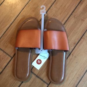 Vegan Leather Slides Sandals